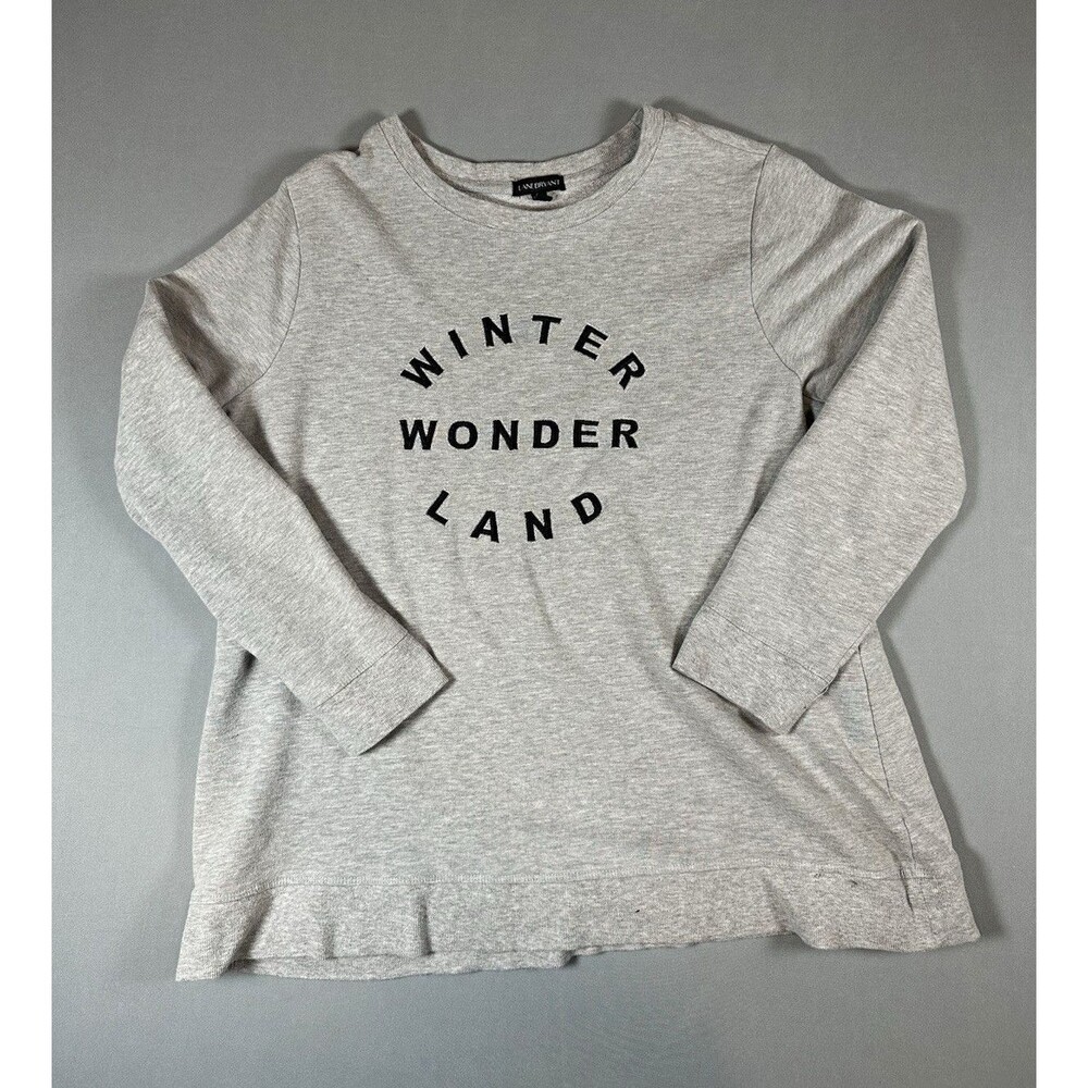 Lane Bryant Women’s Plus 18/20 Gray Crewneck Pullover Winter Wonderland Xmas